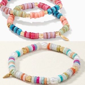 TWO Stella & Dot Beaded Stretch Bracelets